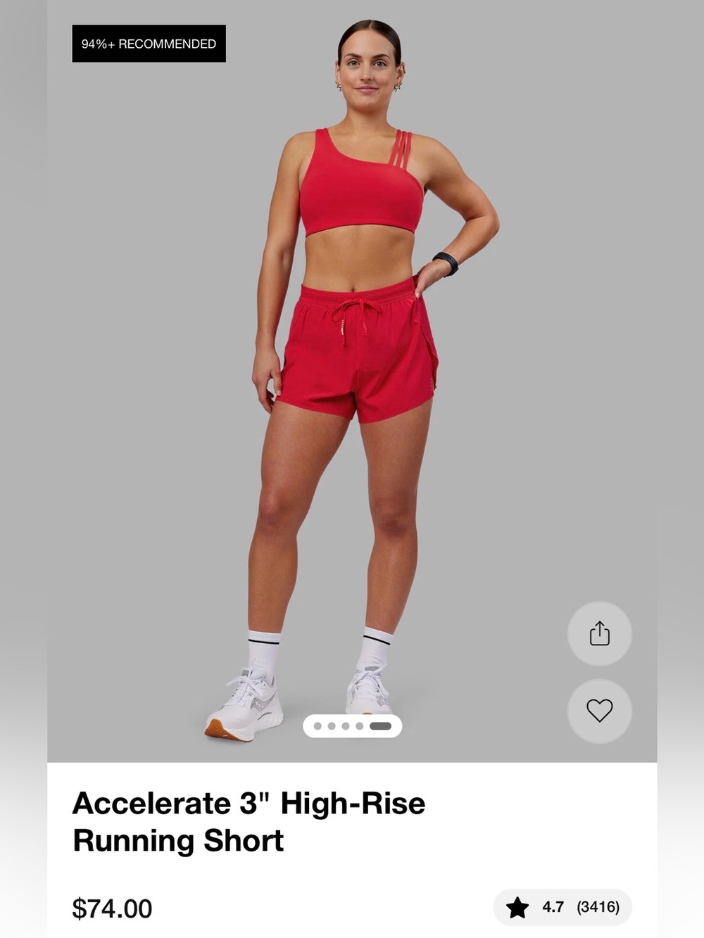 Accelerate 3" High-Rise Running Short - Scarlet - Picture 2 of 5